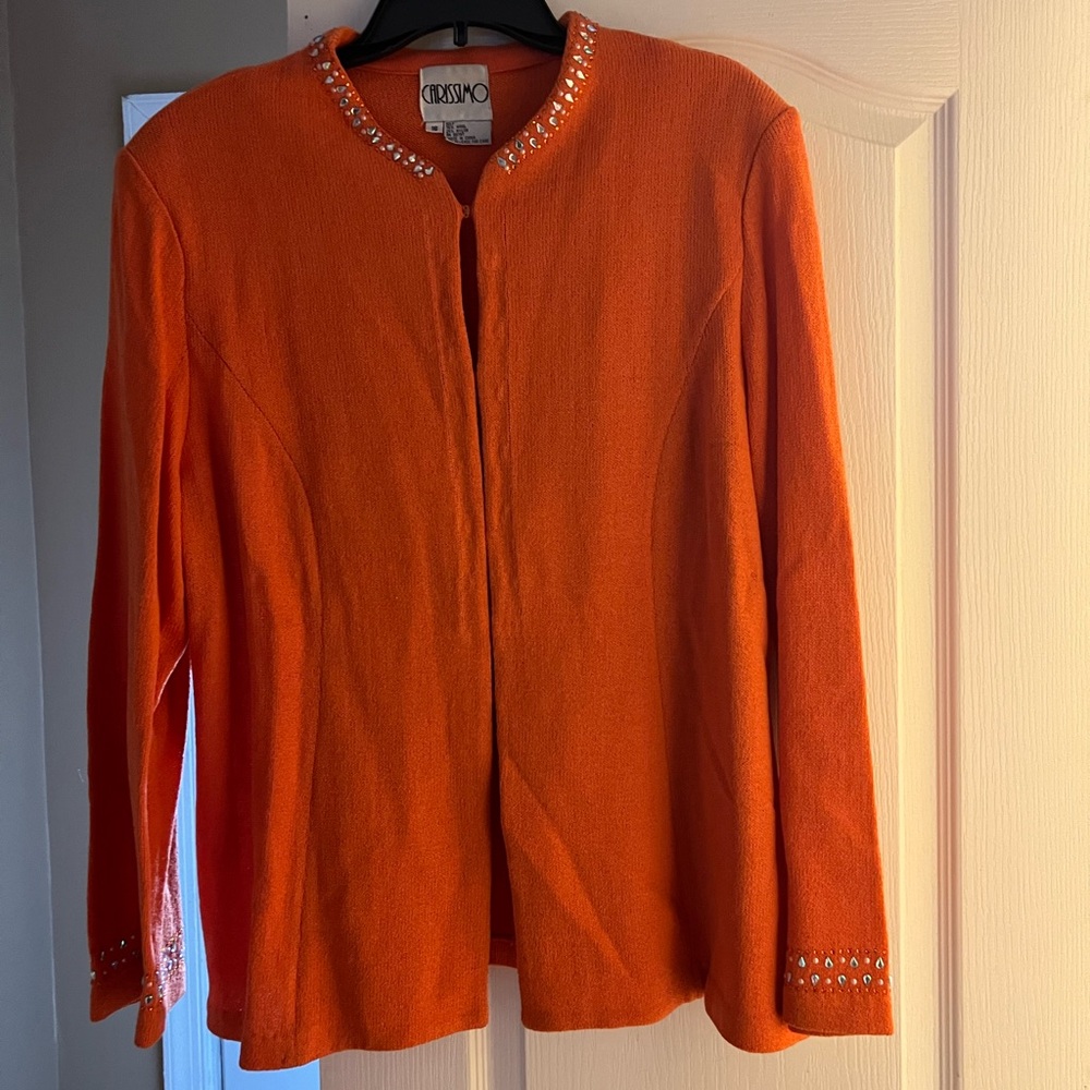 Women's Orange Blazer with Studded Accents